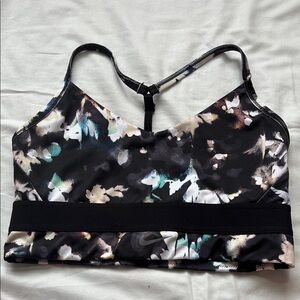 Nike Black Floral Printed Sports Bra with Adjustable Racerback